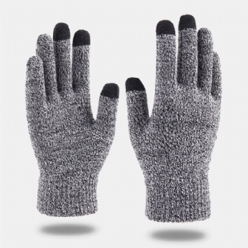 Hommes Winter Cool Protection Gants Tricotés En Laine Chauds À Doigts Complets Épaissir Plus Velours Gants De Gymnastique Thermiques À Écran Tactile À Trois Doigts