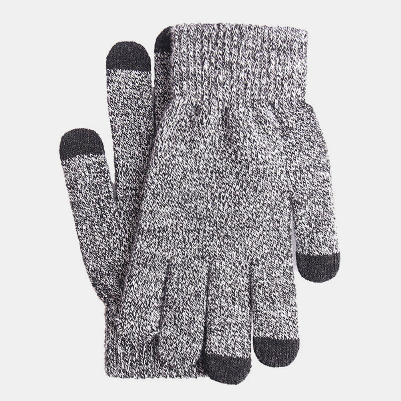 Hommes Winter Cool Protection Gants Tricotés En Laine Chauds À Doigts Complets Épaissir Plus Velours Gants De Gymnastique Thermiques À Écran Tactile À Trois Doigts