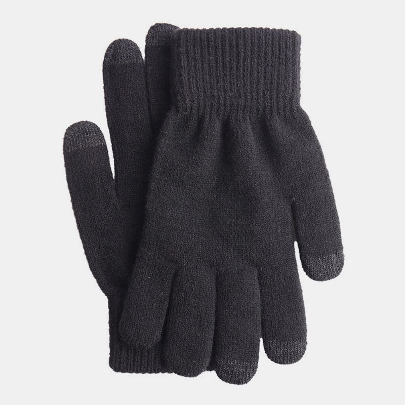 Hommes Winter Cool Protection Gants Tricotés En Laine Chauds À Doigts Complets Épaissir Plus Velours Gants De Gymnastique Thermiques À Écran Tactile À Trois Doigts