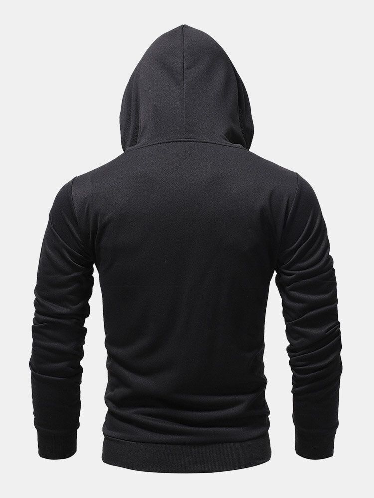 Hommes Zip Hoodies Solid Color Pocket Casual Sweat À Capuche