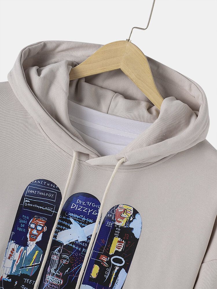 Hoodies D'épaule De Baisse D'impression De Graffiti De Planche À Roulettes Drôle De Coton Des Hommes Avec La Poche