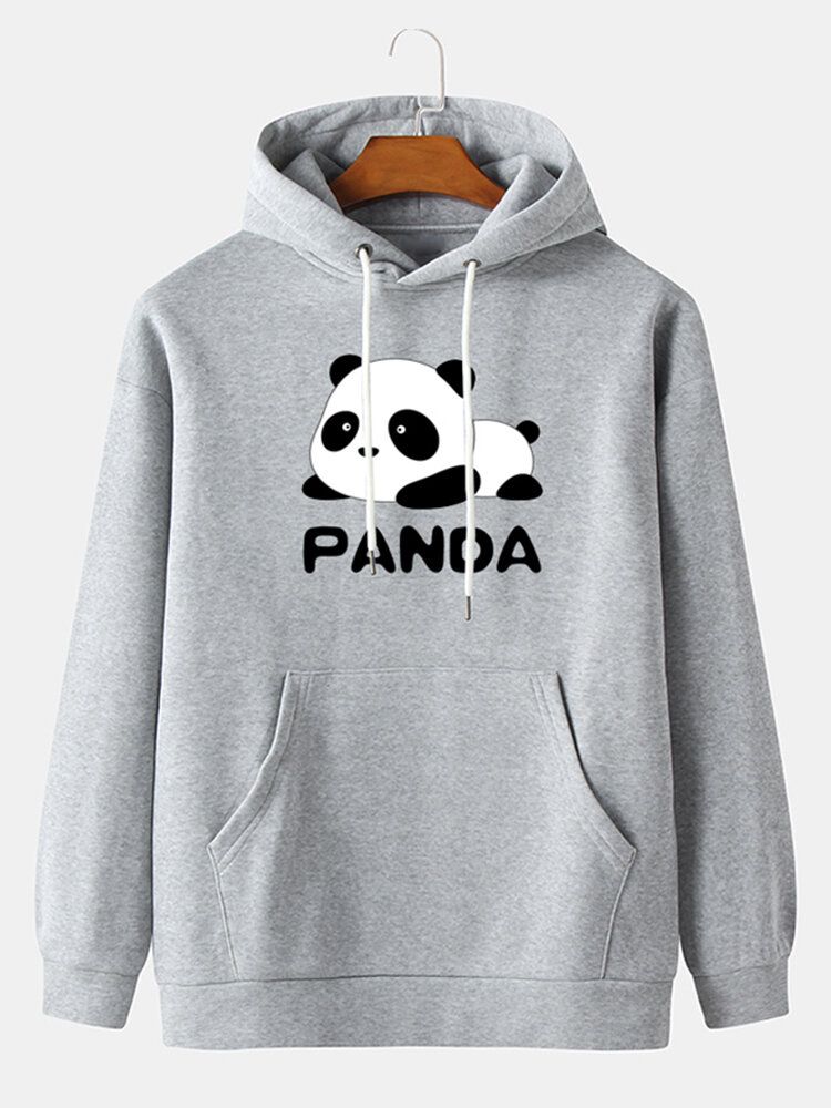 Hoodies À Épaules Tombantes Avec Imprimé Panda Pour Hommes Avec Poche