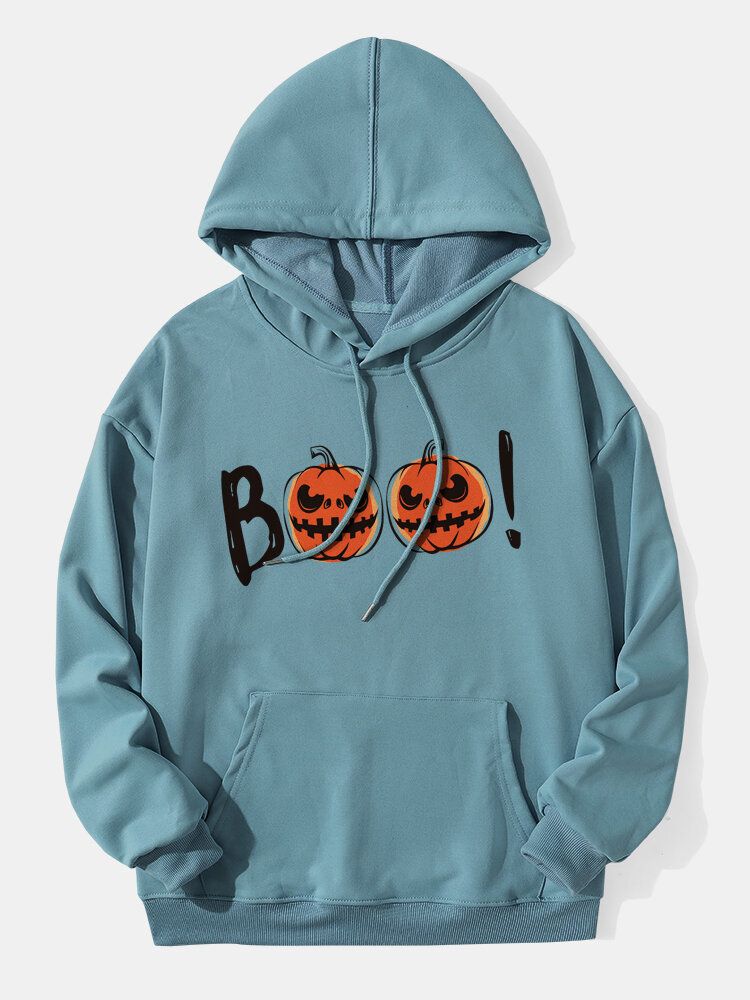 Hoodies D'halloween De Citrouille De Dessin Animé Pour Hommes Avec Poche Kangourou