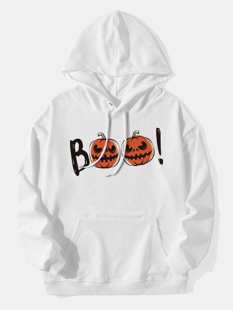 Hoodies D'halloween De Citrouille De Dessin Animé Pour Hommes Avec Poche Kangourou