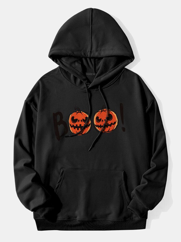 Hoodies D'halloween De Citrouille De Dessin Animé Pour Hommes Avec Poche Kangourou