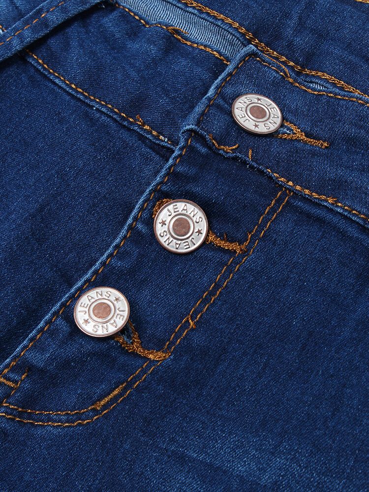 Jean Boutonné En Denim Décontracté Pour Femme