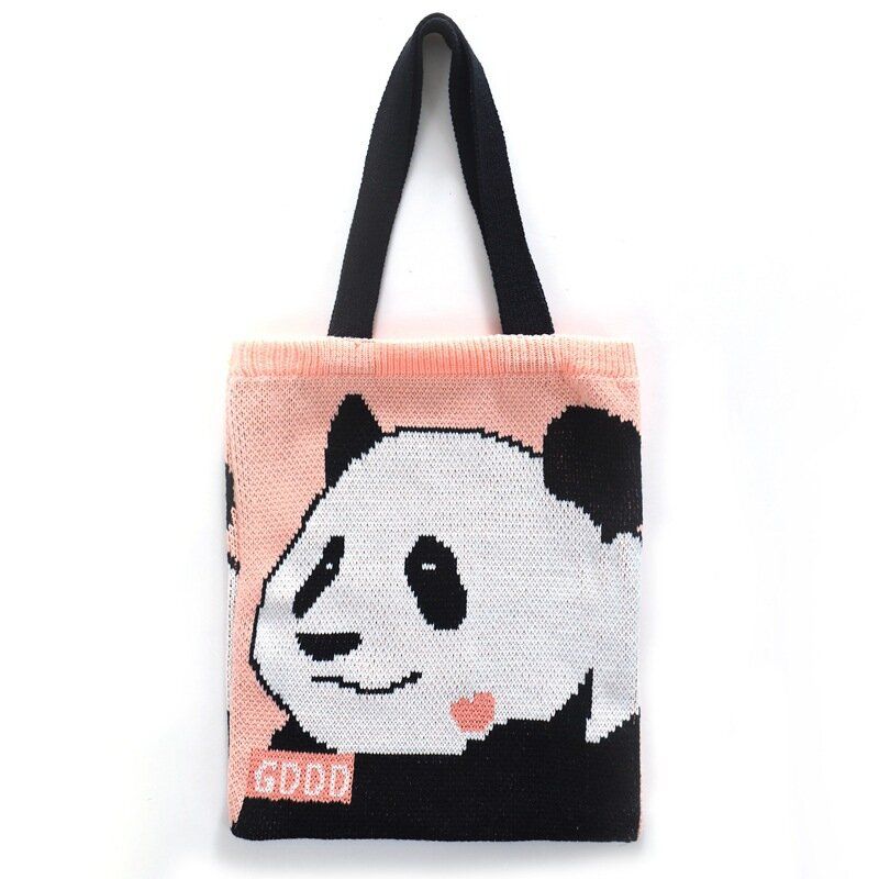 Jeux Olympiques D'hiver Pékin 2022 Mignon Panda Impression Sac À Main En Fibre De Polyester Grande Capacité Étanche Sac À Bandoulière Sac À Provisions