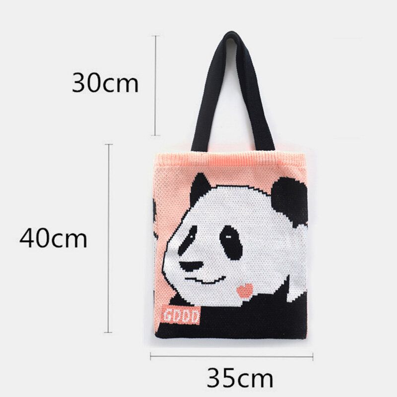 Jeux Olympiques D'hiver Pékin 2022 Mignon Panda Impression Sac À Main En Fibre De Polyester Grande Capacité Étanche Sac À Bandoulière Sac À Provisions