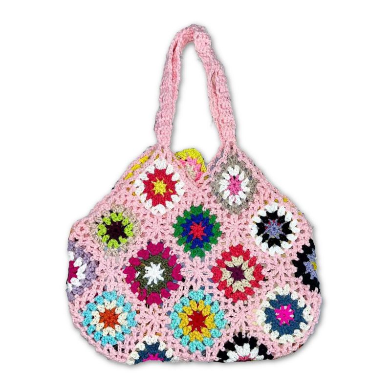 Joseko Femmes Crochet Fait Main Ethnique Casual Sac À Main Mixte Motif Floral Multifonctionnel Sac À Bandoulière Sac Fourre-tout