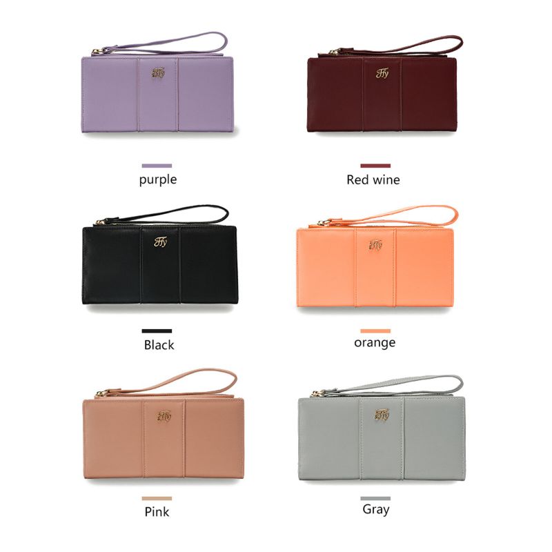 Joseko Femmes Cuir Artificiel Multi-cartes Fentes Pliantes Fermeture Éclair Long Portefeuille Pochettes