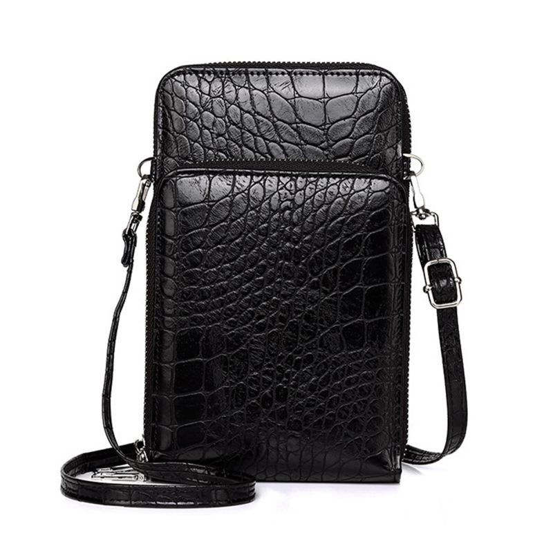 Joseko Hommes En Cuir Artificiel Motif Crocodile Grande Capacité Fermeture Éclair Vintage Décontracté Épaule Sac À Bandoulière