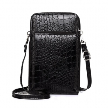 Joseko Hommes En Cuir Artificiel Motif Crocodile Grande Capacité Fermeture Éclair Vintage Décontracté Épaule Sac À Bandoulière