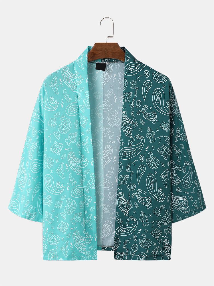 Kimono Ample À Imprimé Cachemire Deux Tons Pour Homme