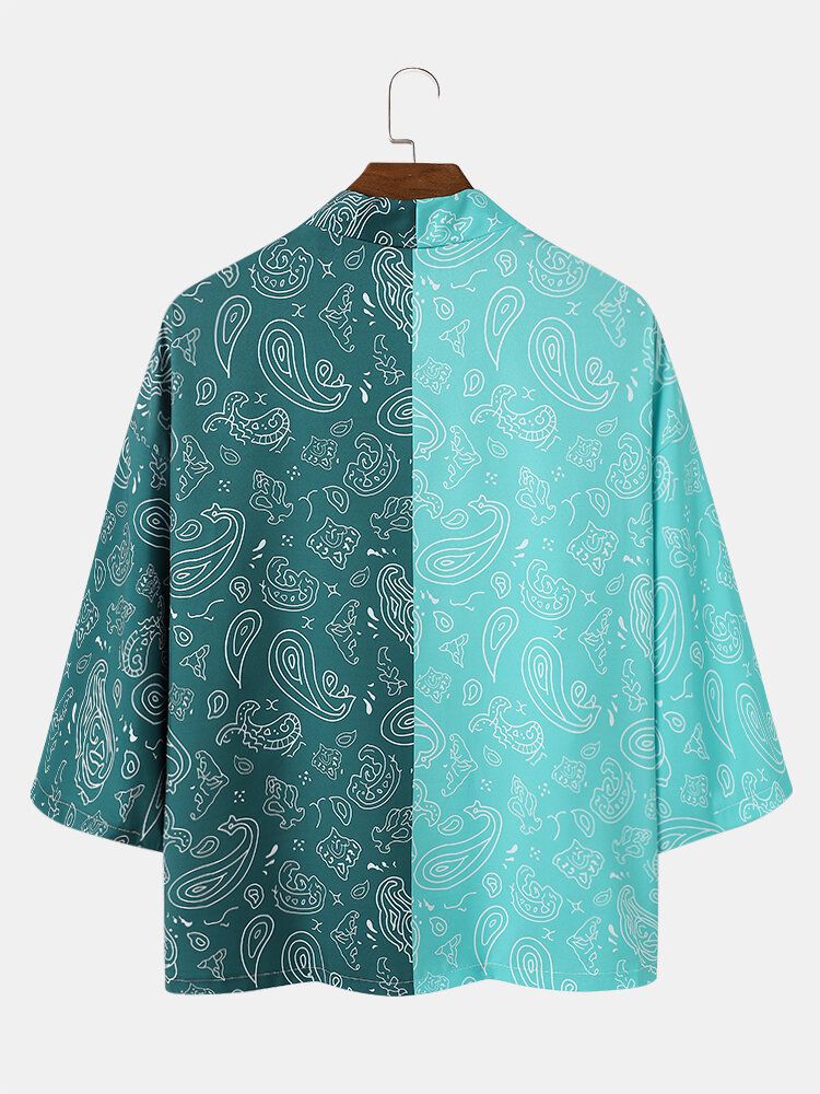 Kimono Ample À Imprimé Cachemire Deux Tons Pour Homme