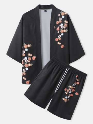 Kimono Deux Pièces À Imprimé Floral Pour Hommes