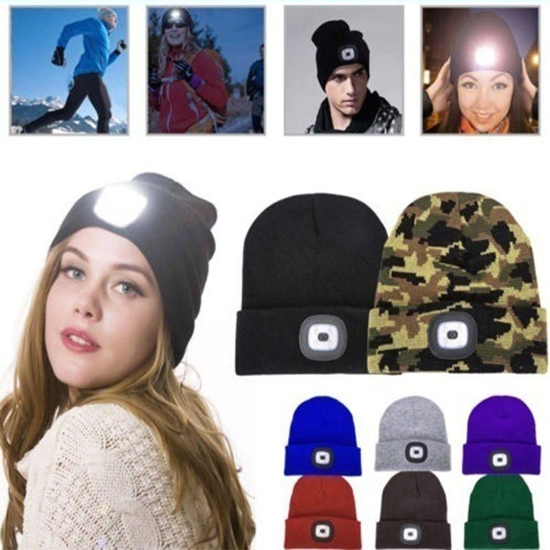 Led Light Beanie Hat Knit Cap Jogging Night Walking