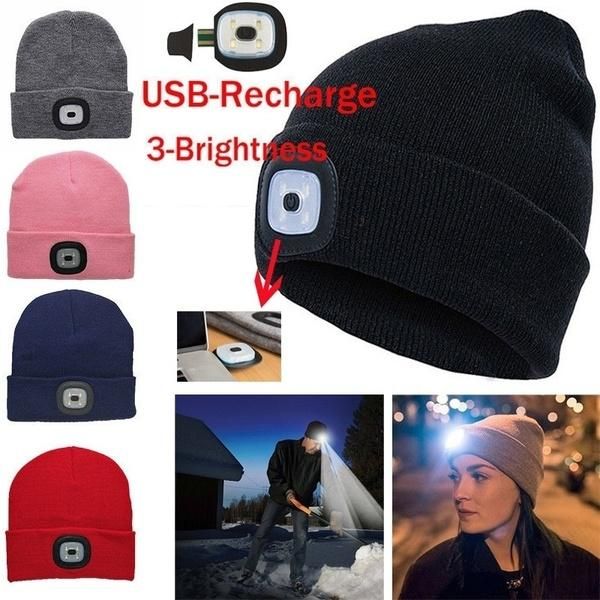 Led Light Beanie Hat Knit Cap Jogging Night Walking