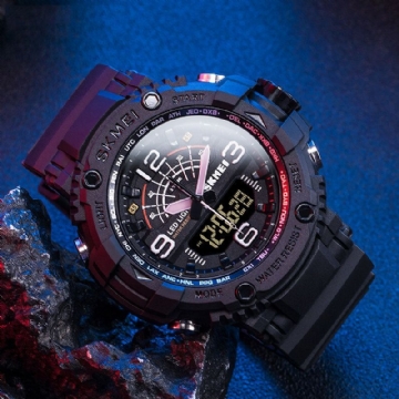 Led Light Sport Hommes Montre Numérique 5atm Étanche Chronomètre Camouflage Double Affichage Montre