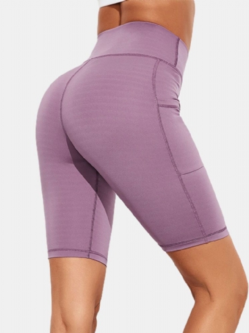 Legging De Yoga Slim Avec Poche De Couleur Unie