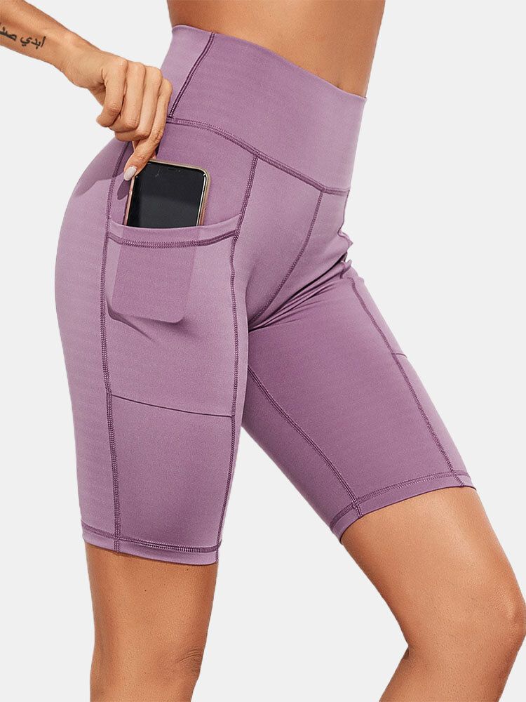 Legging De Yoga Slim Avec Poche De Couleur Unie