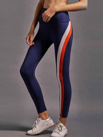 Leggings De Course À Taille Haute Élastique À Rayures Arc-en-ciel Pour Femmes