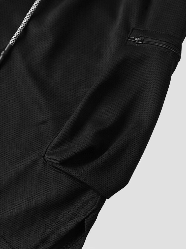 Leggings Pour Hommes Poche Zippée Sur Le Côté Cordon De Serrage Short De Sport À Séchage Rapide