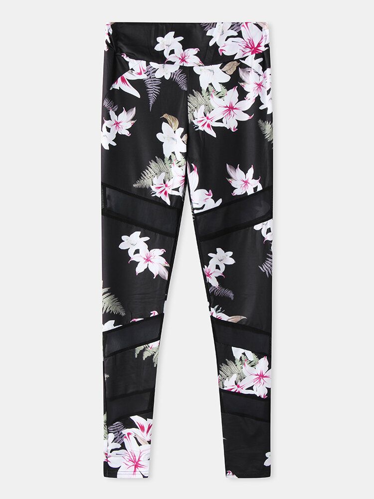 Leggings De Yoga Sport Patchwork En Maille À Imprimé Floral Pour Femmes