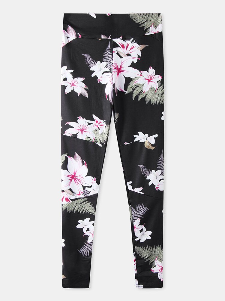 Leggings De Yoga Sport Patchwork En Maille À Imprimé Floral Pour Femmes