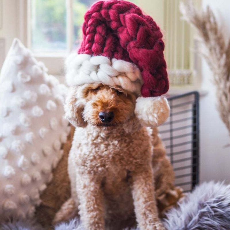 Les Femmes En Laine Faites À La Main Un Chapeau De Noël Chaud Et Créatif Tissé