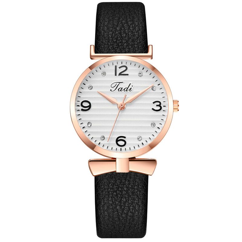 Loisir Sport Femmes Montres Élégantes Bracelet En Cuir Chiffres Arabes Grand Cadran À Trois Aiguilles Montre À Quartz