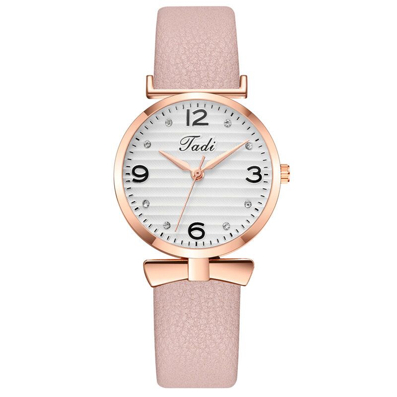 Loisir Sport Femmes Montres Élégantes Bracelet En Cuir Chiffres Arabes Grand Cadran À Trois Aiguilles Montre À Quartz