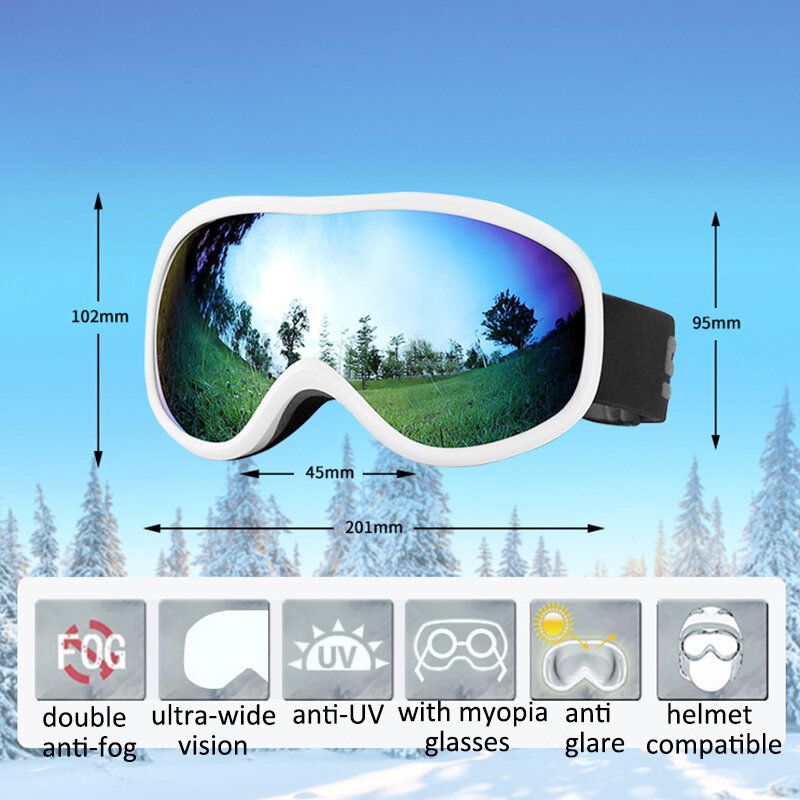 Lunettes De Ski Unisexes À Double Couche Grand Champ De Vision Spherical Professional Dual-lens Anti-buée Windproof Goggles