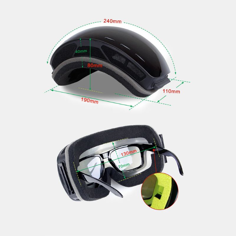 Lunettes De Ski Unisexes À Double Couche Spherical Professional Dual-lens Anti-buée Windproof Goggles