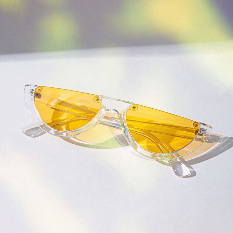 Lunettes De Soleil Demi-monture Inférieure Œil De Chat À La Mode Rétro Pour Femmes