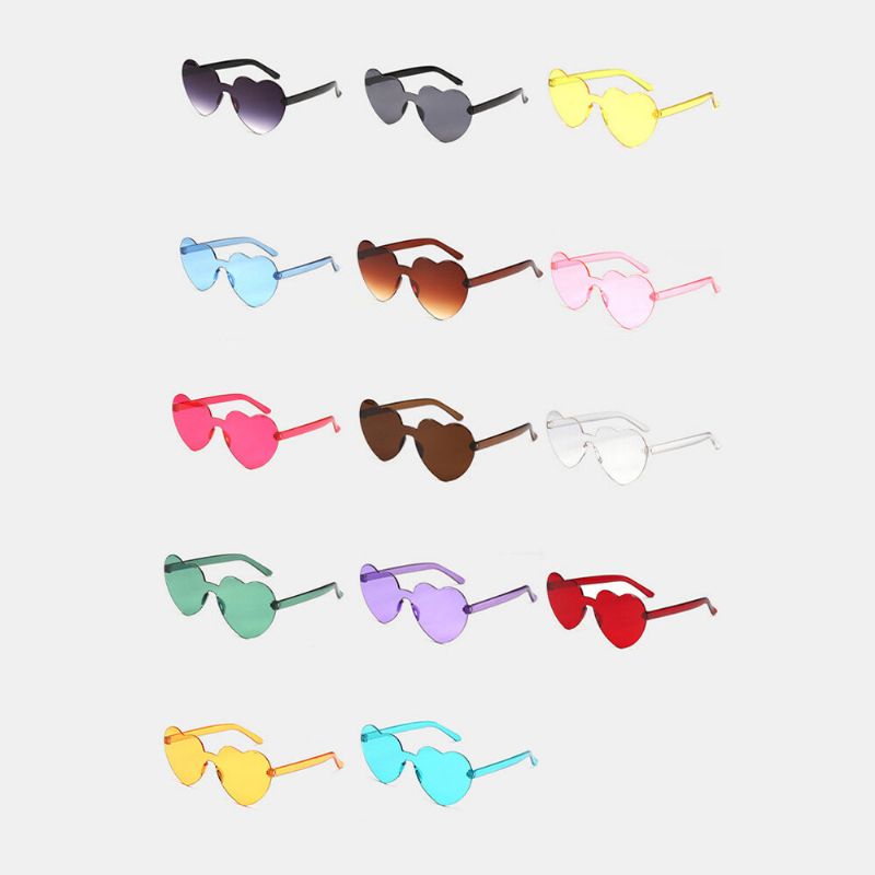 Lunettes De Soleil Pour Femmes Pc Lunettes De Soleil Décoratives Anti-uv Teintées En Forme De Coeur