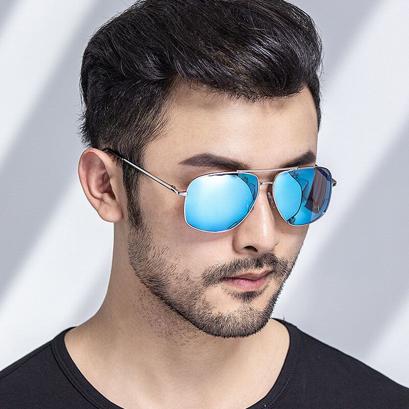 Lunettes De Soleil Polarisées À Double Pont En Métal Pour Hommes