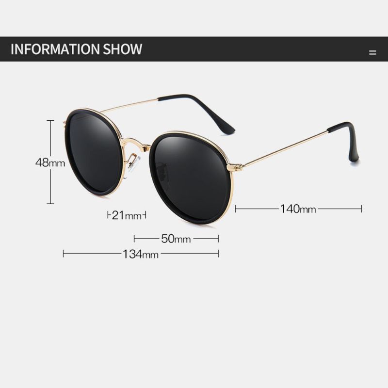 Lunettes De Soleil Polarisées À Monture Intégrale En Alliage Ovale Unisexe Avec Protection Contre Les Uv