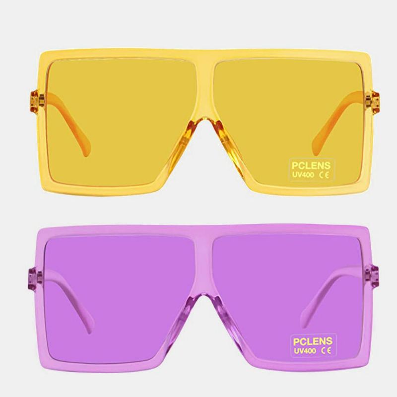 Lunettes De Soleil De Protection Uv À Monture Carrée Surdimensionnée Vintage Pour Femmes