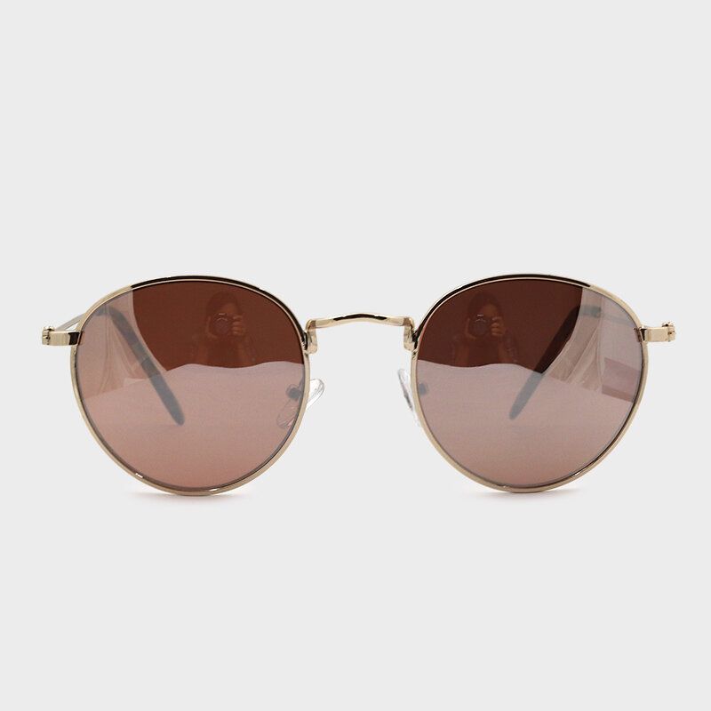 Lunettes De Soleil De Protection Uv En Plein Air Pour Femmes De Forme Ronde Avec Cadre En Métal