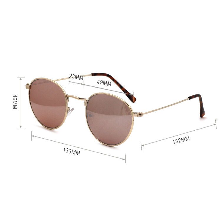 Lunettes De Soleil De Protection Uv En Plein Air Pour Femmes De Forme Ronde Avec Cadre En Métal