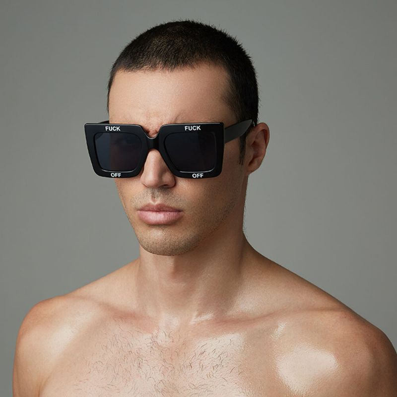 Lunettes De Soleil De Protection Uv Unisexe Décontractées Avec Cadre Épais Et Forme Carrée