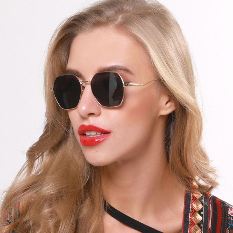 Lunettes De Soleil Tendance Pour Femmes Avec Protection Uv Polygone De Forme Irrégulière