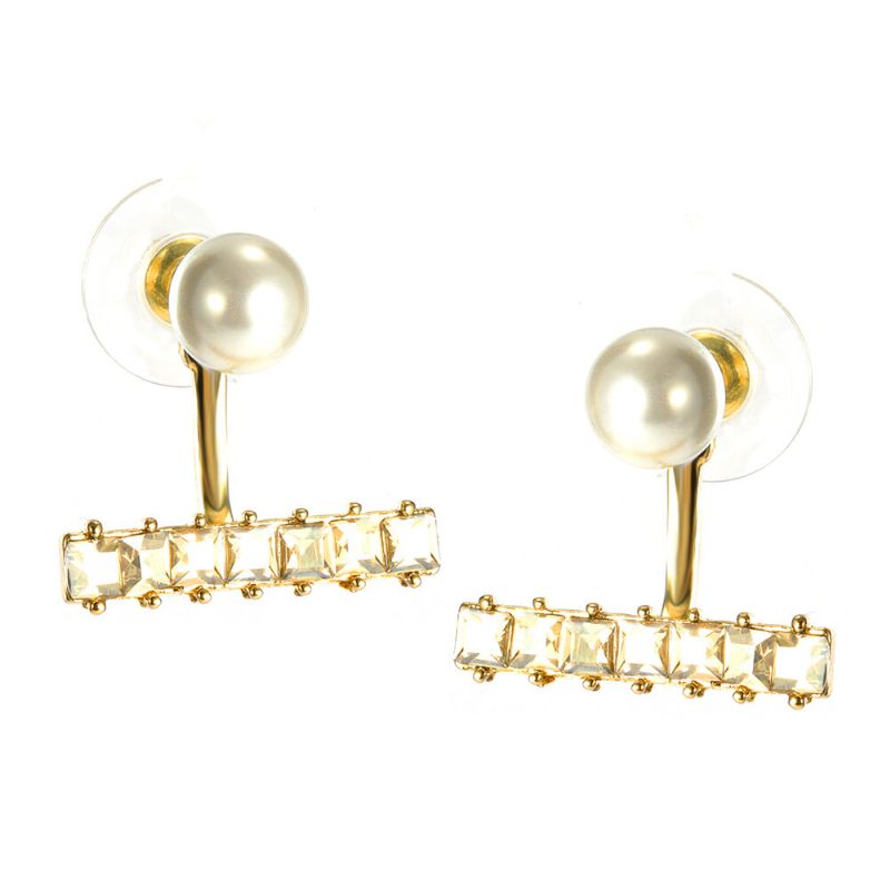 Luxe Perle Strass Argent Boucle D'oreille Mignon Oreille Veste Stud Cadeau Pour Filles Femmes