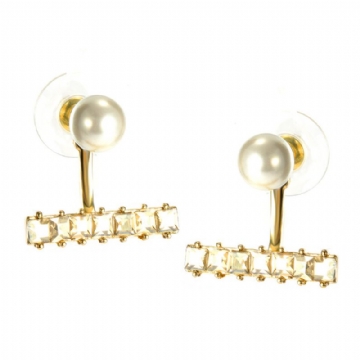 Luxe Perle Strass Argent Boucle D'oreille Mignon Oreille Veste Stud Cadeau Pour Filles Femmes