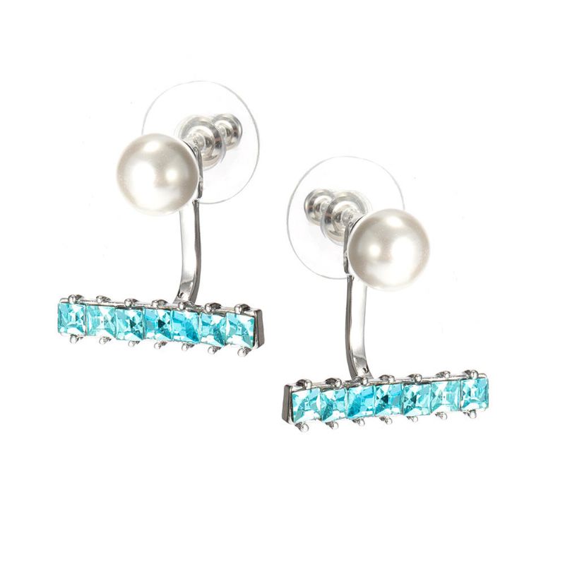 Luxe Perle Strass Argent Boucle D'oreille Mignon Oreille Veste Stud Cadeau Pour Filles Femmes