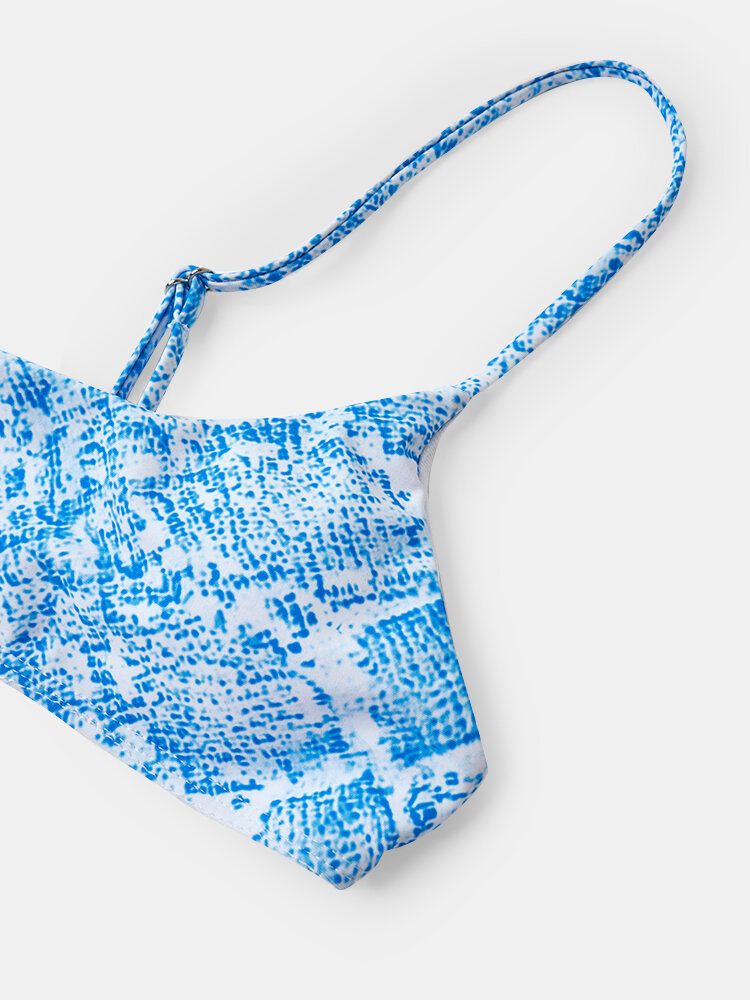 Maillot De Bain Dos Nu Bikini À Bretelles Spaghetti En Peau De Serpent Pour Femmes