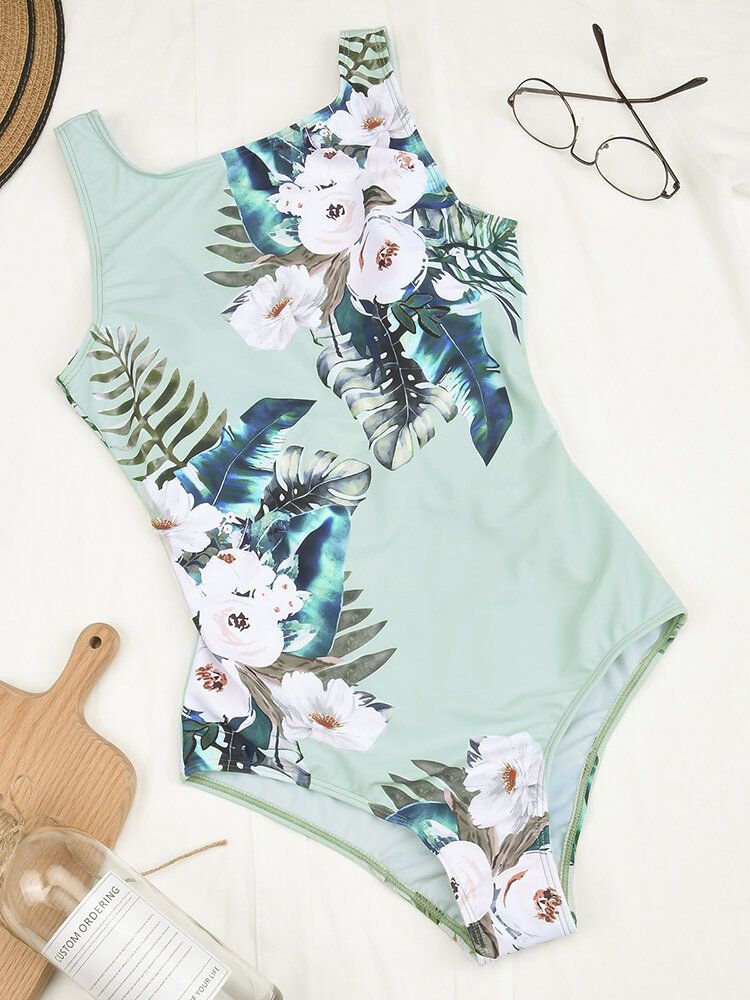 Maillot De Bain Dos Nu À Imprimé Floral Pour Femme Hawaii Holiday Beach One Piece