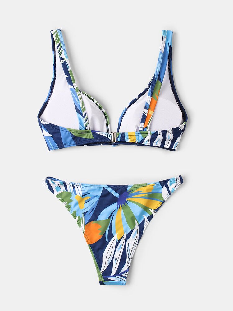 Maillot De Bain Dos Nu Sans Fil À Imprimé Abstrait Pour Femmes