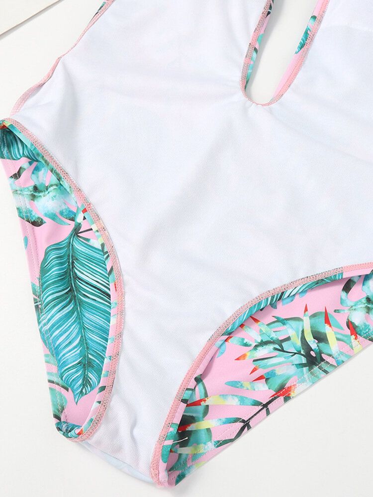 Maillot De Bain Une Pièce Amincissant Pour Femme À Imprimé Floral Et Col En V Croisé Avec Ceinture Dos Nu