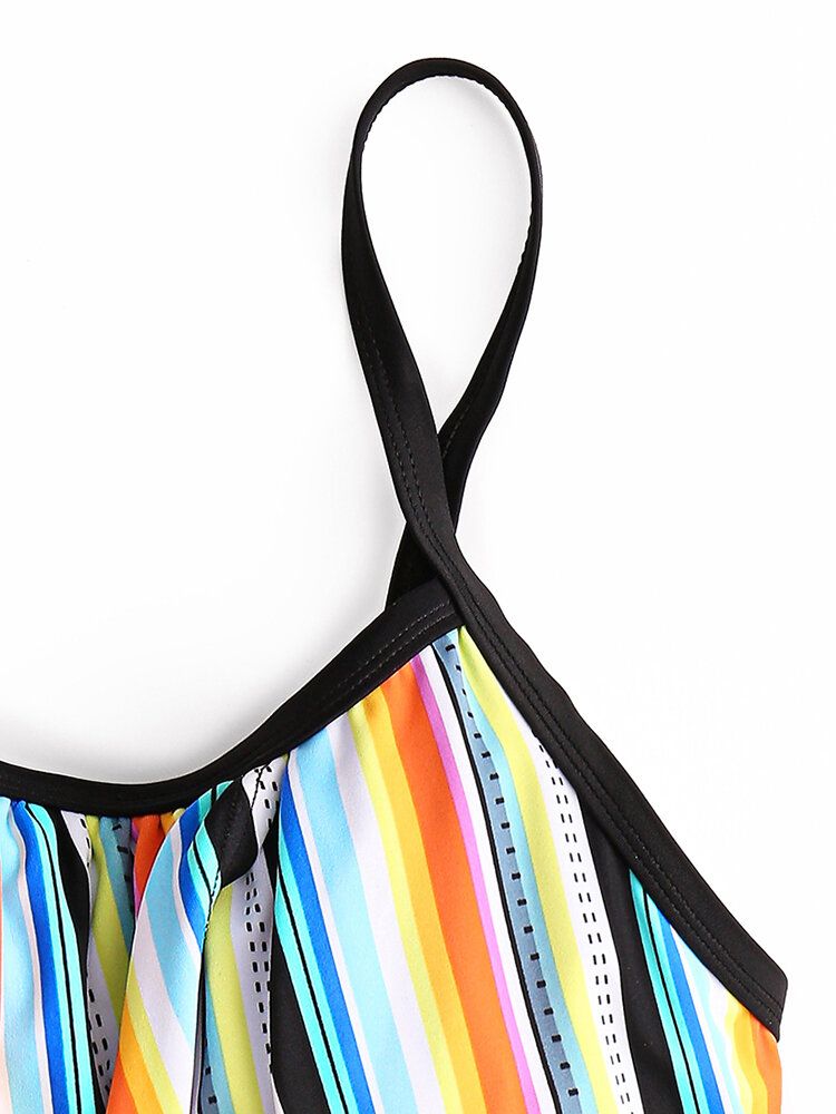 Maillots De Bain Sans Manches À Rayures Colorées Pour Femmes